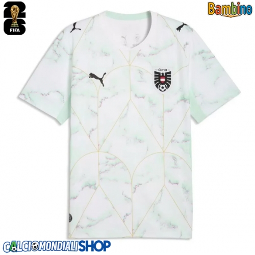 Maglie da calcio Austria Seconda Maglia Bambino Mondiali 2026  Manica Corta + Pantaloni corti)